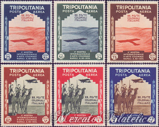 10 Francobolli Timbrati Tripolitania. Poste Italiane Colonie 